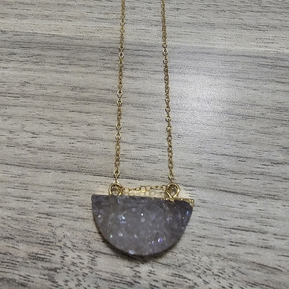 White druzy quartz necklace - Picture 2 of 16